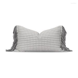 Pillow Geometric Cover With Tassel Solid White Grey Waist Pillows Decorative S For Sofa Living Room Case