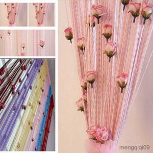 Curtain Flower Rose Romantic Pastoral Line Curtain Living Room Divider String Curtain Store Decoration R230815