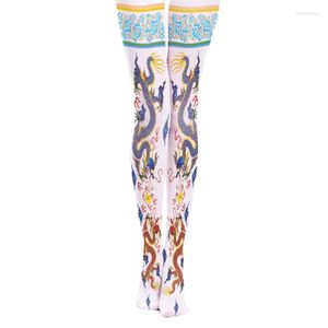 Women Socks Stockings Tights Catwalk Models Printed Pantyhose 2023 Medias Pantis Woman Hand-painted Pattern Female Velvet Sexy