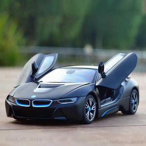 Entrega gratuita 1 24 BMW i8 Supercar Alloy Car Modelo Diecasts Veículos de brinquedo Colete presentes do tipo de controle de controle não remoto Toy T230815