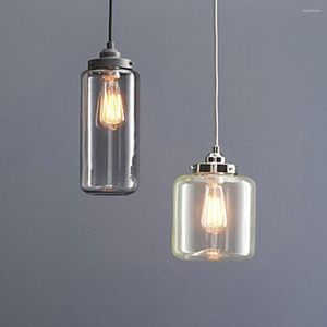 Lâmpadas pendentes Edison Retro Vintage Lamp Loft Industrial Industrial com 2 luzes e sombra de garrafa de vidro para sala de jantar