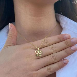 Collane a pendente in acciaio inossidabile a doppia forma a forma di cuore collana per donne ragazze lesbiche organo girocollo girocollo regalo di gioielli