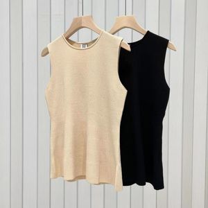 toteme Fit Ruffle Top Round Neck Knit Tank Top for Women