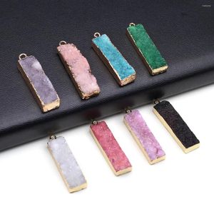 Pendant Necklaces Natural Stone Pendants Long Rectangle Shape Healing Druse Geode Agate For Jewelry Making Necklace Decoration