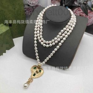 Strands, Strings Designer Elegant and Exquisite Temperament, Multi layered Layered Style, Love Shaped Pearl Pendant, Long Brass Material Necklace, Female Q8L9