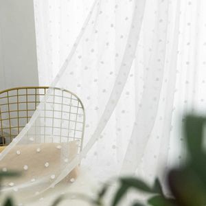 Zasłony białe koronkowe zasłony Sheerowe do salonu sypialnia 3D Pluszowa punkt Tiulowa Zasłona do okna Niestandardowe panel do zasłony kuchennej