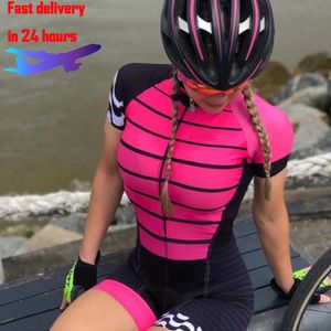 Cycling Jersey Sets Women's Professional Triathlon Clothes Short Sleeve Cycling Skinsuits Sets Conjunto Feminino Ciclismo Jumpsuit Kits Gel Pad 230814