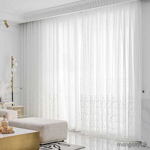 Curtain Pink Gradient Tulle Curtains for Living Room Bedroom Princess Room White Embroidered Floral Sheer Window Curtain Panel Drapes R230815