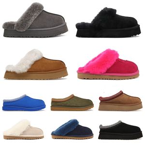 Famous Fashion Women Platform Slipper Australia Tazz Slippers Designer Snow Winter Calfskin Slippers Classic Ladies Chestnut Fur Slides Suede Wool Boots 36-44