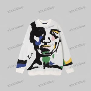 xinxinbuy Men women designer Sweatshirt Facial Letter Jacquard sweater gray blue black white M-2XL