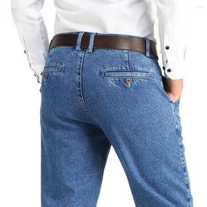 Jeans masculinos 2023 tecido de algodão grosso FIT BRAND MEN CLÁSSICA CLÁSSICA STELE STELS MASCO DENIM calça Tamanho 28-40