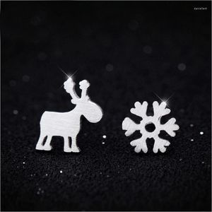 Stud Earrings MloveAcc Fashion Tiny Cute 925 Sterling Silver Snowflake Mini Elk Deer Reindeer Girl Christmas Brincos Jewelry