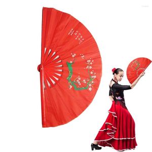 Dekorativa figurer Bambufläkt Vintage Style Silk Kinesisk fällbar japansk mönster Summer Kvinnor Trä för bröllopsfest Dans tillbehör