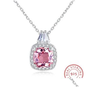 Collane a pendente catena di collegamento 925 Sterling Square for Women Gifts Fine Gioielli Morganite Giomie di pietra gemella Giorna Delivery Delivery Pendants Dhezx