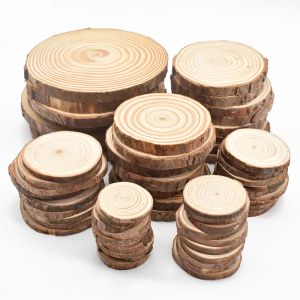 3-12cm Thick Natural Pine Round Unfinished Wood Slices Circles With Tree Bark Log Discs DIY Crafts Rustic Wedding Party Painting LL