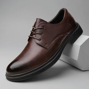 Klänningskor Leisure Leather Men Oxford Black Brown Formal Footwear Lace Up Wedding Party Shoe Casual Man Business Sneakers 230814