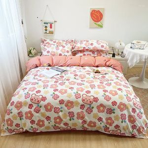 Bedding Sets Cartoon Diffuse Color Thickened Brushed Four-piece Set Autumn And Winter Gift Student Bed Sheet Quilt Cover