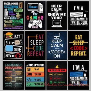 Аннотация программиста Canvas Painting Art Gamer Inspirational Posters and Prints Фотографии для стены арт -геймер спальня гостиная домашняя декор Cuadros wo6