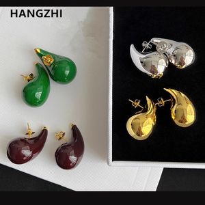 Stud Hangzhi Big Drop Earrings Lätt vattendropp ihålig metall Smidig för kvinnor Girls Chunky Party Gold Plated Jewelry 230815