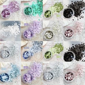 Nail Glitter 03Gbox Mirror Siler -paljetter Flingor 3D MixSize Colorful Dust Sparkly Paillette Tips Pigment Gel Decor 230814