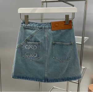 Designer Womens kjolar denim med bälte hög midja delad mini demin för kvinna sommarkoreanska jeans damer blå streetwear harajuku vintage