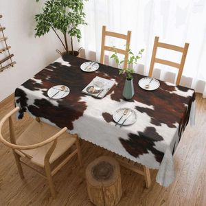 Table Cloth Faux Fur Modern Cowhide Texture Tablecloth Rectangular Waterproof Animal Hide Pattern Skin Leather Cover For Kitchen