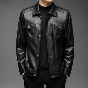 Men's Jackets Men Leather Jacket Casual Singlebreasted Genuine for 2023 Autumn Winter Loose Fashion Coats Chaquetas 230814