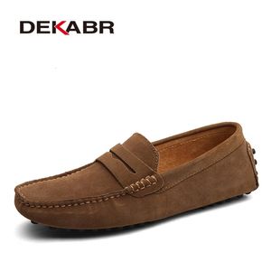 Elbise ayakkabıları DeKabr büyük boy 49 erkek loafers yumuşak mokasen yüksek kaliteli bahar sonbahar gerçek deri ayakkabılar erkekler sıcak daireler sürüş ayakkabıları 230814