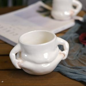 Muggar Kawaii Ceramic Mug Sweet Coffee Cup Creative Pinch Belly Funny Porcelain Drinking Breakfast Milk Water Gift To Girl 230815