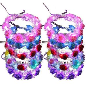 Akcesoria do włosów na nakładach włosów 10pcs LED Flower Crown Fairy 14LLES LIGE UP WIERT WIERNK Kwiatowy Garning Garland Party Wedding Crown Kwiat Opaska na głowę 230815