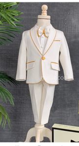 Suits Spring Autumn Child Formal Ivory Blue Suit British Boy Dress Piano Wedding Party Tuxedos Kids Blazer Pants 2st Class Set 230815