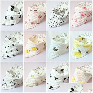 Bibs Burp Cloths 8 Layers Ins Print Infant Triangle Scarf Toddlers Muslin Cotton Bandana 30 Colors C4834 Drop Delivery Kids Matern Dhizu