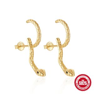 豪華なデザイナーチャームイヤリングヘビの形状S925女性のためのシルバーゴールドイヤーフックアニマルスタッドイヤリング