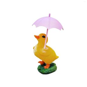 Decorações de jardim Creative Duck segurando guarda -chuva de animais artesanato para o quintal externo