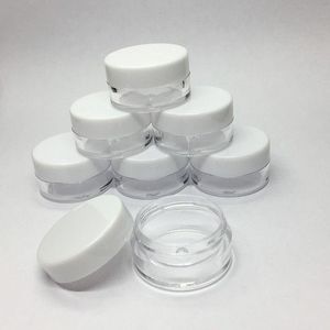 Barattoli di crema di plastica con coperchio bianco da 5 ml Mini contenitore per campioni di crema cosmetica Contenitore per esposizione Cosmetico 5 ml Mini imballaggio in plastica trasparente Ujund