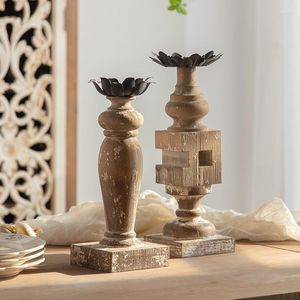 Candle Holders Decorative Wooden Sculptural Centerpiece Home Decoration