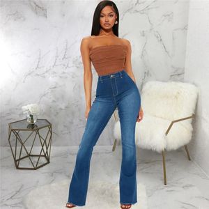 Calça feminina 2023 Mulheres moda jeans de jeans de cor da cintura de cintura alta britânica