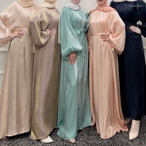 Ethnic Clothing 2023 Middle East Turkey Solid Color Large Size Lace-up Robe Maxi Dresses For Women Summer Abaya Dubai Vestidos Islamic