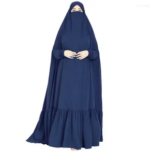 Ethnic Clothing Muslim Abaya For Women Dubai Turkish Islamic Large Hem Dresses Casual Solid Color Robe Traditional Festival Prayer Clothes