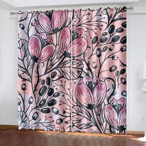 Curtain Luxury 3D Window Curtains Living Room Wedding Bedroom Pink Flower Personality