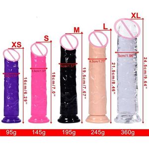 Sex Toy Massager 5 Size Translucent Soft Jelly Big Dildo Realistic Fake Penis Butt Plug for Woman Men Vagina Anal Massage Product