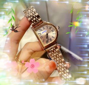 Famous special shape roman tank dial watch 35mm Luxury Fashion Crystal stianless steel band clock Women Quartz Movement Ladies gold silver color cute quartz watch