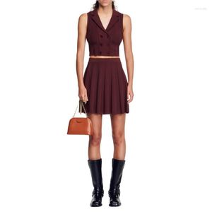 Work Dresses VII Brand S 2023 Sleeveless Jersey Vest And Pleated Skirt Two Piece Set For Women In Matching With Promotion