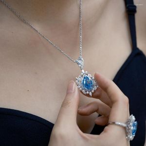 Pendant Necklaces Amorita Boutqiue Ab Fine Jewelry Aquamarine Colour Stone 925silver Teardrop-Shaped Necklace