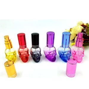 8ml renkli doldurulabilir boş kafatası şekli kristal kesim cam parfüm sprey şişeleri atomizer seyahat mini örnek parfüm konteyneri aluminu osmx