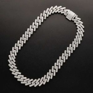 16 mm Cz Zirkon Zirkonia vergoldet 925 Sterling Silber Cadena Cubana Hip Hop Halskette Schmuck Miami Cuban Link Chain