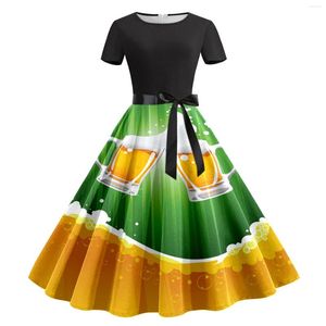 Kvinnors sömnkläder Kvinnor Oktoberfest Vintage Cocktail Dress Kort ärm Knälängd En linje Horn Swing Formal Ball Midi Maxi klänningar Kvinnor