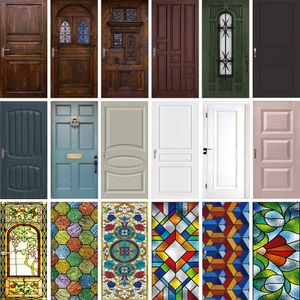 Wall Stickers 3D Realistic Vintage Wooden Door Sticker Wallpaper Home Decor Removable PVC Poster on the Design for Apartment Living Room 230815