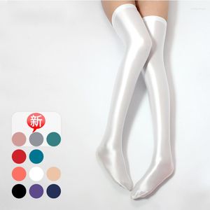 Women Socks Drozeeno 2023 Over-Knee 12 Color Satin Sexig japansk student Shiny Tights