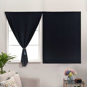 Curtain Black Punch Blackout Curtain Shading Anti-UV For Living Room Bedroom Window Curtain Easy Install Drapes Kitchen